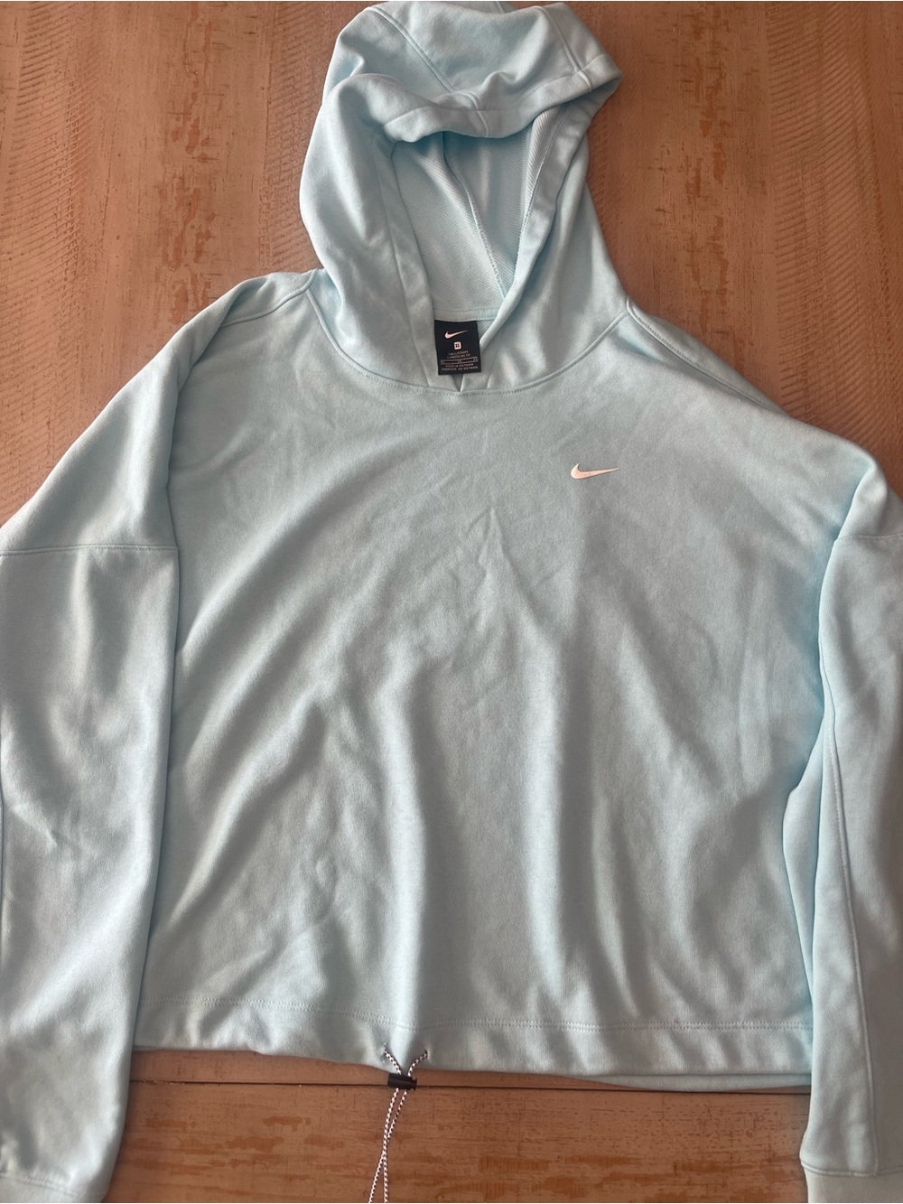 Nike Pale Blue Cropped Hoodie with White Swoosh